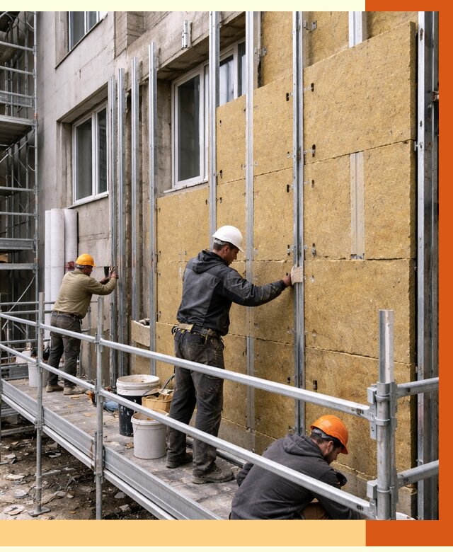 Утепление вентилируемого фасада в Феодосии от 5688 руб/м2 — монтаж и утепление вентфасад | ТепломастерФдс